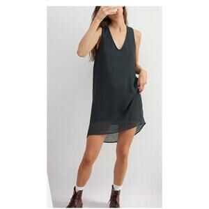 Helmut Lang Lagenlook Minimalist Dress Assymetrical Green Gray Gauze Lined Small